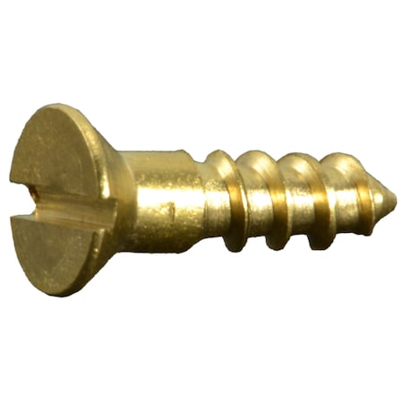 Midwest Fastener Wood Screw, #3, 3/8 in, Plain Brass Flat Head Slotted Drive, 25 PK 34627